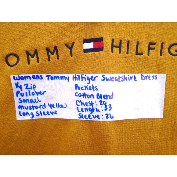 TOMMY HILFIGER Sweatshirt Dress Womens Size S/P 1/4 Zip Pullover Mustard Yellow - Picture 4 of 12